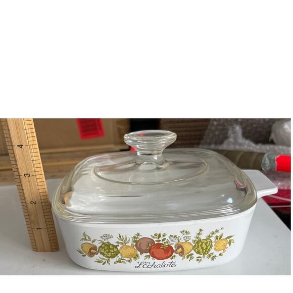 Corningware 1 Quart Spice of Life Square A1B Casserole Dish L'Echalote Vintage - Picture 6 of 9